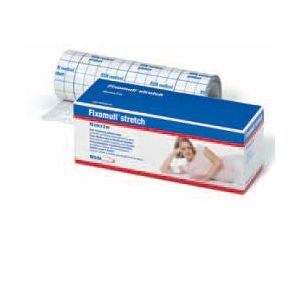 Fascia autoadesiva ipoallergenica fissaggio cateteri fixomull stretch. supporto in poliestere non tessuto bianco, massa in policarbonato senza resine e gomme naturali. 10x200cm