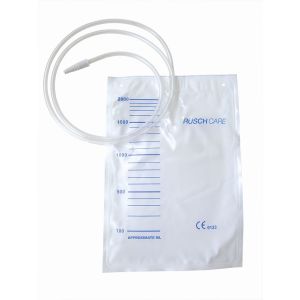 Sacca di raccolta urina da letto monouso non sterile capacita' 2000 ml con tubo di raccordo lunghezza 130 cm diametro 5x7 mm valvola di non ritorno 1 gancio 30 pezzi