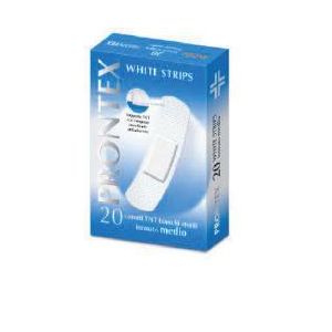 Cerotto prontex white strips in tessuto non tessuto bianco sterile scatola 20 cerotti medi