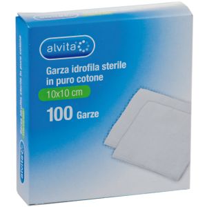 Garza idrofila in puro cotone alvita 10x10cm 100 pezzi