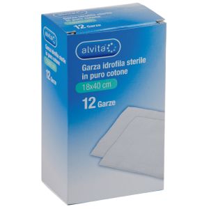 Garza idrofila in puro cotone alvita 18x40cm 12 pezzi