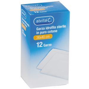 Garza idrofila in puro cotone alvita 36x40cm 12 pezzi