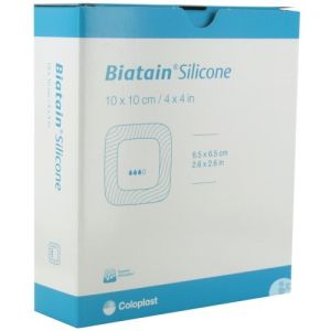 Medicazione biatain in schiuma di poliuretano con bordo adesivo in silicone lite 10x10 cm 10 pezzi