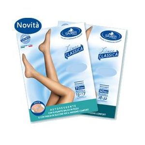 Sauber calza autoreggente 70 denari maglia microrete nero 2 linea classica