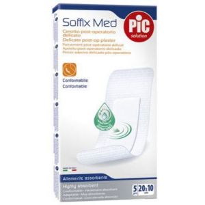 Cerotto pic soffix med in tnt con tampone centrale assorbente sterile monouso 10x20 cm antibatterico 5 pezzi