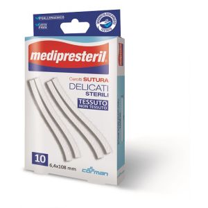Cerotto per sutura medipresteril delicati tessuto non tessuto 6,4x108mm 10 pezzi