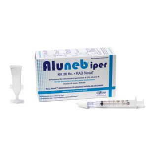 Aluneb kit soluzione ipertonica 3% 20 flaconcini + mad nasal atomizzatore