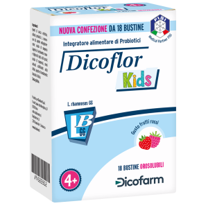 Dicoflor kids 18 bustine orosolubili gusto frutti rossi