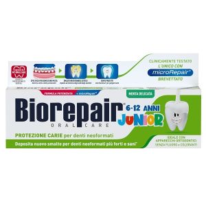 Biorepair oral care junior 6-12 anni dentifricio protezione anti carie smalto neoformato alla menta delicata 75 ml