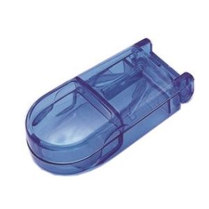 Tagliapillole tascabile con scomparto arrotondato