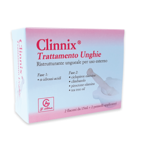 Clinnix trattamento unghie 2 flaconi 15 ml + 2 pennelli applicatori