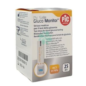 Strisce misurazione glicemia pic gluco monitor 25 pezzi