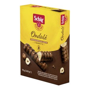 Schar ondule' barrette con ripieno di nocciole ricoperte di cioccolato al latte 3 porzioni da 30 g