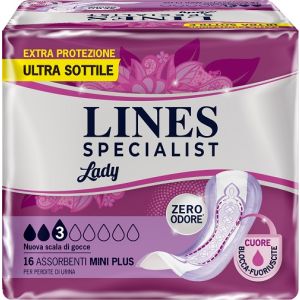 Assorbenti per incontinenza lines specialist lady mini plus 16 pezzi