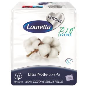 Assorbente laurella per donna in cotone ultra ali notte 10 pezzi