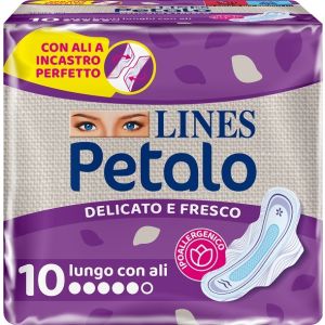 Lines petalo blu assorbente lungo con ali 10 pezzi