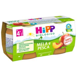 Hipp bio omogeneizzato mela/pesca 2 x 80 g