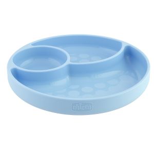 Chicco piatto silicone ventosa blu