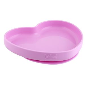 Chicco piatto cuore ventosa silicone rosa