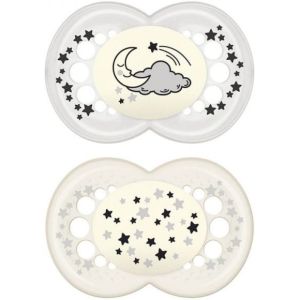 Mam succhietto original night 6+ mesi silicone neutro 2 pezzi