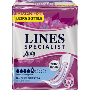 Assorbenti per incontinenza lines specialist lady extra ipoallergenici 8 pezzi