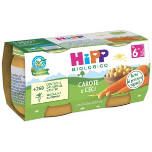 Hipp bio omogeneizzato carote/ceci 2x80 g