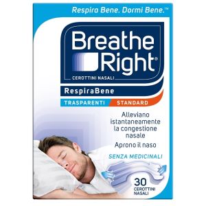 Cerotti nasali breathe right trasparenti 30 pezzi