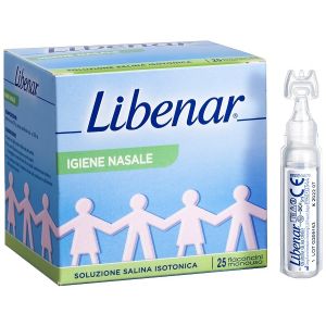 Soluzione salina isotonica 0,9% libenar per igiene nasale 25 flaconcini monouso x 5 ml
