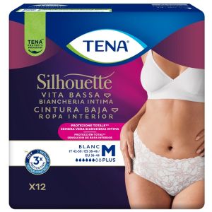 Pannolone a mutandina assorbente tena silhouette plus white medium 12 pezzi