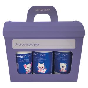 Alvita cofanetto baby 5 pezzi 1 bagno shampoo 300 ml + 1 crema viso corpo 300 ml + 1 detergente mani viso 300 ml + 1 pasta ossido zinco 100 ml + salviette pure water 60 pezzi