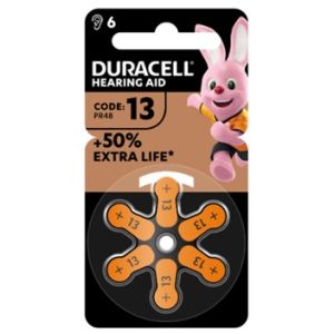 Duracell easy tab 13 arancio batteria per apparecchio acustico 6 pezzi