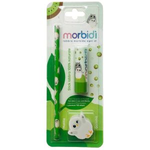 Morbidi' kit disegno kiwi stick labbra + matita + gomma da cancellare
