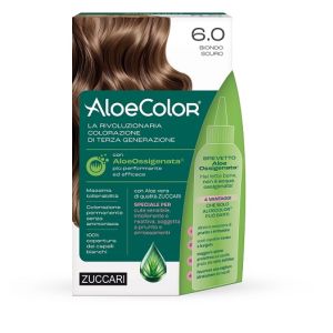Aloecolor 6,0 biondo scuro tinta permanente capelli colore ad alta pigmentazione 50 ml + rivelatore aloeossigenata 75 ml + shampoo aloecare 15 ml + guanti